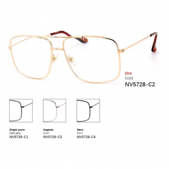 Occhiali da lettura premontati - Occhiali quadrati - Montatura in metallo - NV5728
